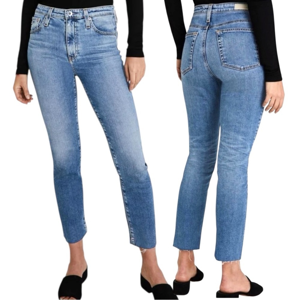 AG “The Isabelle” Mid Rise Straight Crop Light Wash Jeans 25R